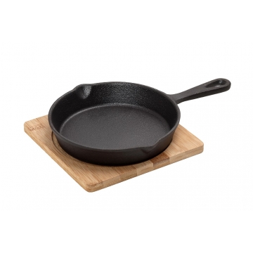 ΤΗΓΑΝΑΚΙ ΣΤΡΟΓΓ. CAST-IRON ΜΑΥΡΟ D: 16 H: 4CM ΜΕ ΒΑΣΗ BAMBOO
