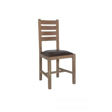 Καρέκλα με δέρμα πατίνα white wash 46X44X98