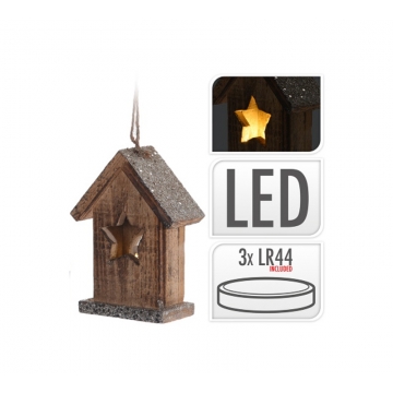 Κρεμαστό διακοσμητικό σπιτάκι με Led, 15cm