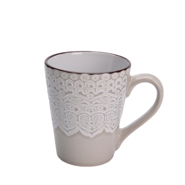 Κούπα stoneware σχέδιο δαντέλα, 3χρ. 340cc