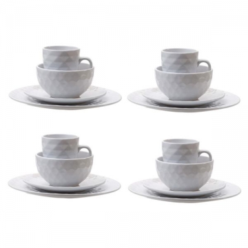 Artekko Dinnerware Λευκό Κεραμικό Σερβίτσιο Φαγητού (27x27x2)cm 16pcs