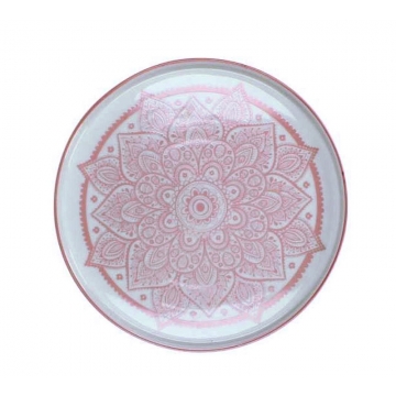Στρογγυλό σουβέρ πορσελάνη σχ.Mandala ροζ 21,5cm