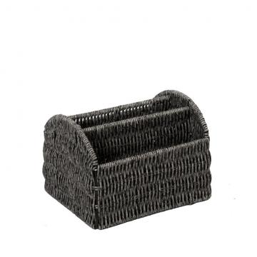 ΚΑΛΑΘΙ ΜΕ 3 ΔΙΑΧΩΡΙΣΤΙΚΑ SYNTH. RATTAN ΓΚΡΙ 19Χ16Χ13ΕΚ  (smA)