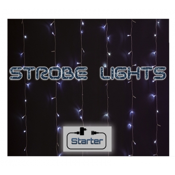 200Led-(IP44)Starter Set Κουρτίνα Strobe (επεκτάσιμη), Διάφανο/4000k,M2ΧY2μ. 2m.x2m.