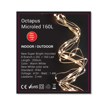 Octapus Light 8x20 microled,160cm,οπαλίνα & λευκό σύρμα