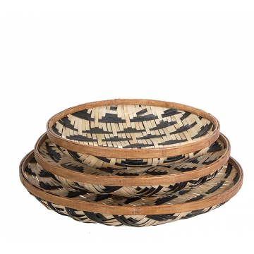 Δίσκοι Bamboo σετ 3τεμ. με γεωμετρικά σχέδια. 50.5x50.5x8