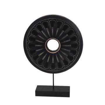 Στρογγυλό διακοσμητικό tribal σε stand,μαύρο,35cm