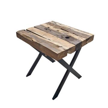 Side table από ανακυκλωμένο ΤΕΑΚ, μεταλ.πόδια 45x40cm
