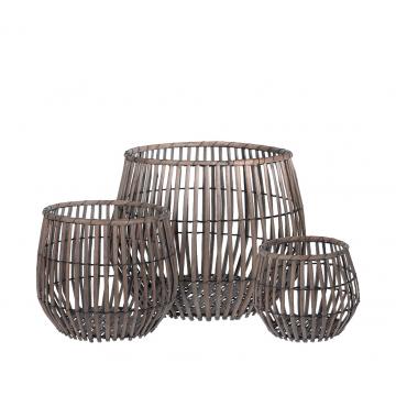 Σετ 3 Καλάθια rattan μεταλλικός σκελετός 25/31/46cm