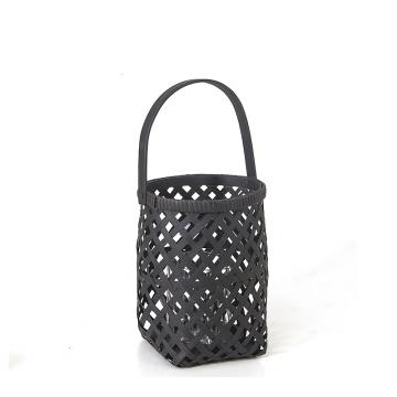 Φανάρι rattan (με γυαλί) μαύρο χρ.,20cm