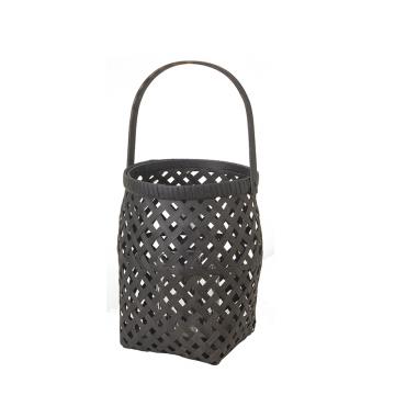 Φανάρι rattan (με γυαλί) μαύρο χρ.,22cm