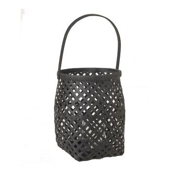 Φανάρι rattan (με γυαλί) μαύρο 28,5cm
