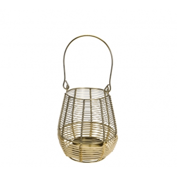 Φανάρι από μέταλλο & rattan, χρυσό χρ.18cm