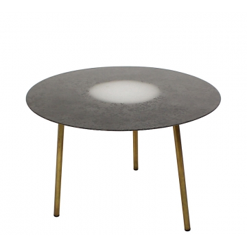 Στρογγυλό γυάλινο side table, μαυρο χρ.,60x40cm