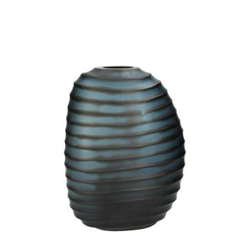 Γυάλινο χειροποίητο βάζο "Blue/Black", 23x18x30cm