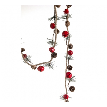 Γιρλάντα με ξύλα,κοκ.berries&καμπανάκια,152cm