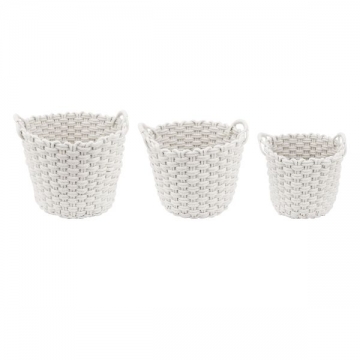 Artekko Woven Λευκά Υφασμάτινα Καλάθια από Βαμβάκι και Πολυεστέρα (61x40x20)cm 3pcs