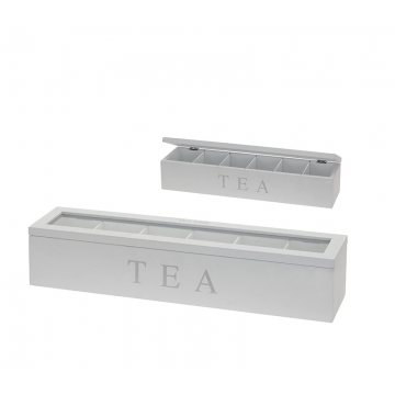Μοντέρνο Teabox, 6 θέσεις,ματ λευκό με print 43cm