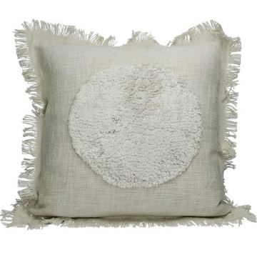 Μαξιλάρι cotton με κρόσσι σχ.κύκλος αν.γκρι 45x45