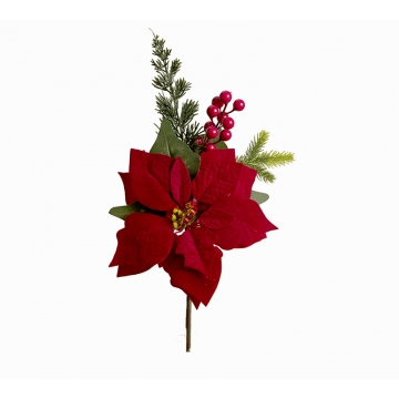 Πικ αλεξανδρινό με έλατο & berry,κόκκινο 50cm