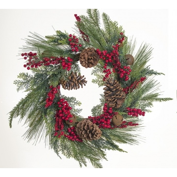 Στεφάνι mixed pine κουκουνάρια & berries 63cm