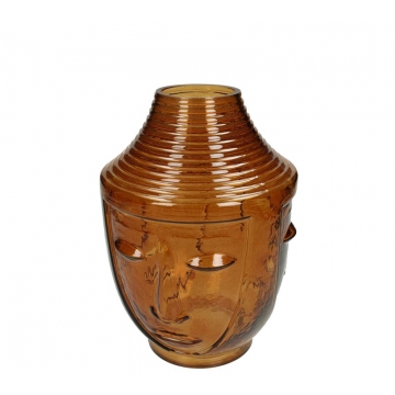 Γυάλινο βάζο "Face" καφέ χρ.,18x25cm