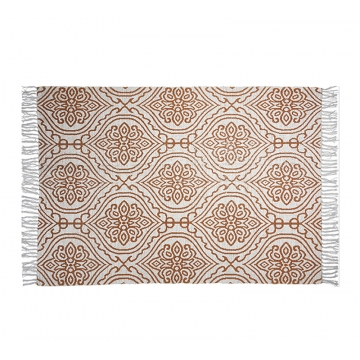 Χαλί με κρόσσι και τυπωμένο damask μελί σχδ.,120x180cm