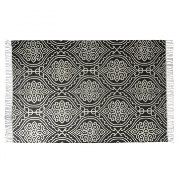 Χαλί με κρόσσι με τύπωμα Damask σχδ.,μαύρο 180x120cm
