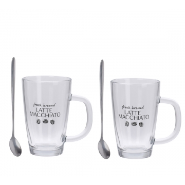 Σετ Latte Macchiato (Espresso με γάλα) με κουταλι,300m 7,8x7,8x14