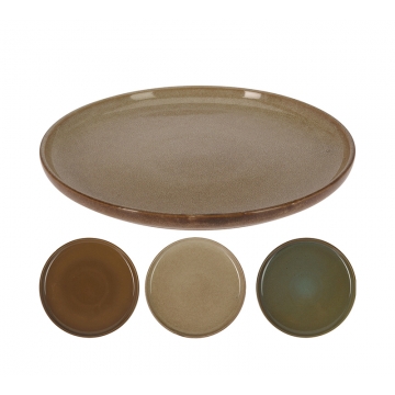 Ρηχό πιάτο stoneware "reactive glaze",3χρμ., 22cm
