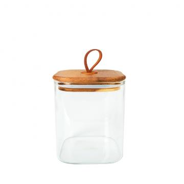 ΔΟΧΕΙΟ BOROSILICATE ΤΕΤΡΑΓΩΝΟ ΜΕ ΚΑΠΑΚΙ ΑΚΑΚΙΑΣ 370ML 8,2X9,1ΕΚ