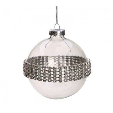 Γυάλινη διάφανη μπάλλα "Diamonds" 8cm