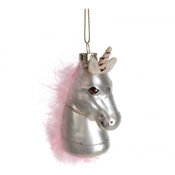 Στολίδι Μονόκερος soft pink, με φτερό,9cm