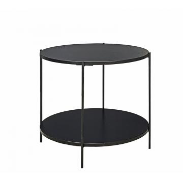 Στρογγυλό side table με ράφι, μαύρο χρ.,δ.61x55cm