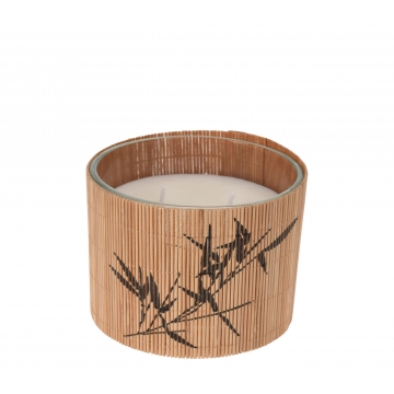 Κερί σε δοχείο bamboo με print, 10x10cm