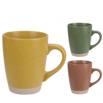 Κούπα stoneware 320ml σε λαδί/κίτρινο/κεραμιδί 12,1x8,1x10,3