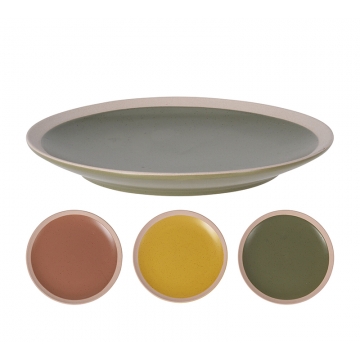 Πιάτο stoneware 20,5cm σε λαδί/κίτρινο/κεραμιδί