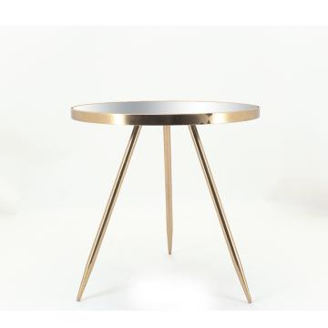 Στρογγυλό Side table με καθρέπτη 50.5x50cm