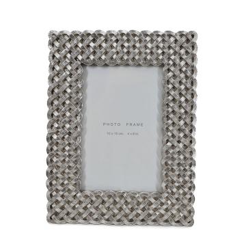 Φωτο/θήκη,polyresin πλεκτή ασημί κορνιζα 10x15cm