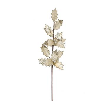 Κλαδί"Γκυ" σαμπανι φύλλα & χρυσό trim,78cm