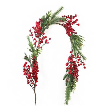 Γιρλάντα κόκκινα berries & κλαδιά έλατου(P.E),152cm