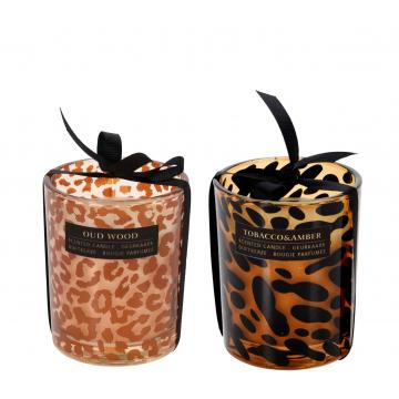 Αρωματικό κερί γυάλινο ποτήρι με animal print, 2χρ.,10cm