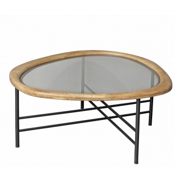 Coffe table"Βότσαλο" με γυάλινο καπάκι,81x38cm