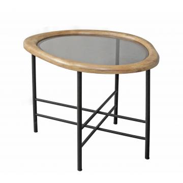 Coffe table"Βότσαλο" με γυάλινο καπάκι,61x53cm