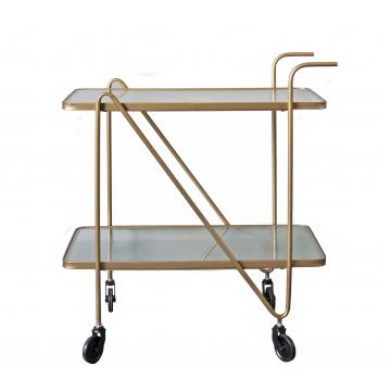 Trolley bar,γυαλινα ράφια, μπρονζέ χρ.,70x84cm