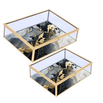 Σ/2 Γυάλινη μπιζουτιέρα "Marble" 20/23cm
