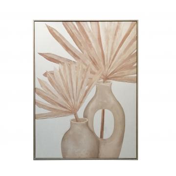 Ελαιοτυπία σε καμβά με φύλλα αρεκα,76x100cm