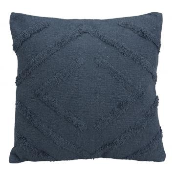 Μαξιλάρι cotton με ανάγλυφο σχ., λευκό & μπλε, 45x45cm