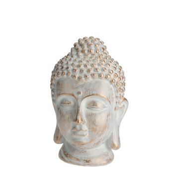 Βούδας πολυρεζίν σε λευκη/χρυσή πατίνα 23.5cm
