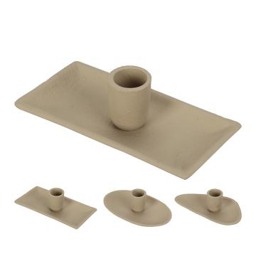 Κηροπήγιο αλουμινίου με πιατάκι σε 3 σχ.σοκολά χρ.13.5cm